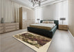 Patterned Yellow Rug in a Bedroom, pat2836brn