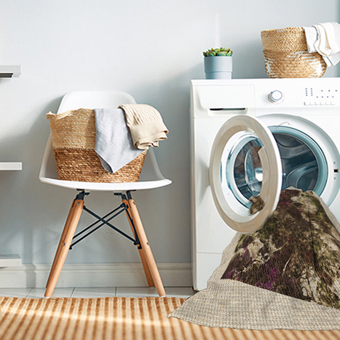 Machine Washable Transitional Yellow Rug in a Washing Machine, wshpat2836brn