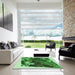 Square Patterned Deep Emerald Green Rug in a Living Room, pat2836grn