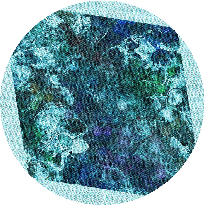 Square Patterned Teal Green Rug, pat2836lblu