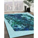 Machine Washable Transitional Teal Green Rug in a Family Room, wshpat2836lblu