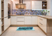 Patterned Teal Green Rug in a Kitchen, pat2836lblu