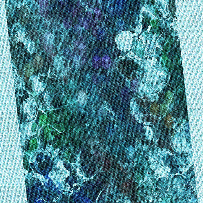 Patterned Teal Green Rug, pat2836lblu