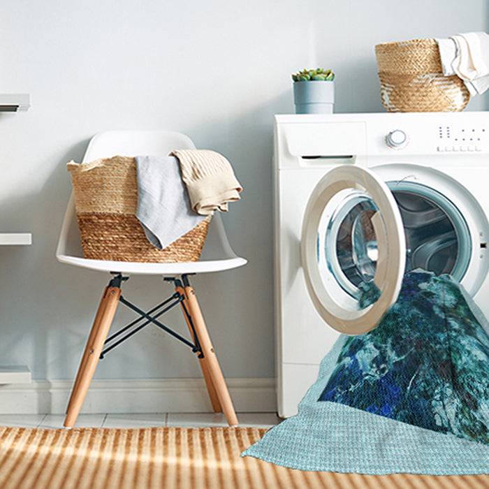 Machine Washable Transitional Teal Green Rug in a Washing Machine, wshpat2836lblu