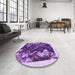 Round Patterned Bright Purple Rug in a Office, pat2836pur