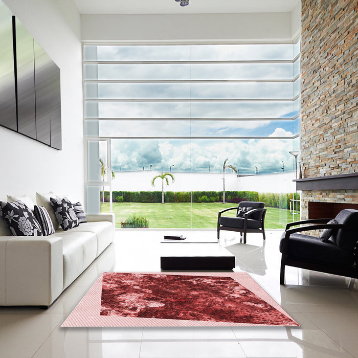 Machine Washable Transitional Pastel Pink Rug in a Kitchen, wshpat2836rd