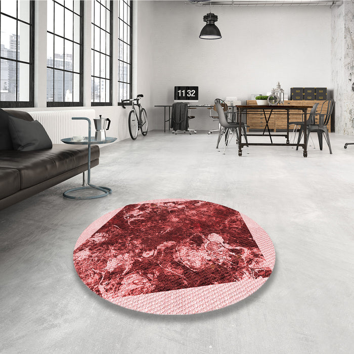 Round Patterned Pastel Pink Rug in a Office, pat2836rd