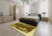 Patterned Dark Bronze Brown Rug in a Bedroom, pat2836yw
