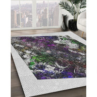 Patterned Silver Gray Novelty Rug, pat2836