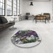 Round Machine Washable Transitional Silver Gray Rug in a Office, wshpat2836