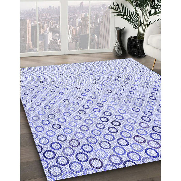 Patterned Lavender Blue Rug in Family Room, pat2837blu
