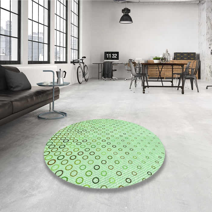 Round Patterned Mint Green Rug in a Office, pat2837grn