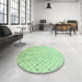 Round Patterned Mint Green Rug in a Office, pat2837grn