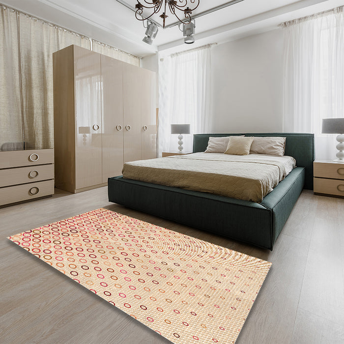 Patterned Orange Rug in a Bedroom, pat2837org