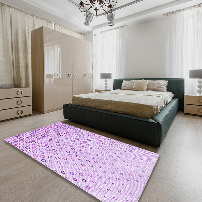 Round Machine Washable Transitional Purple Rug in a Office, wshpat2837pur