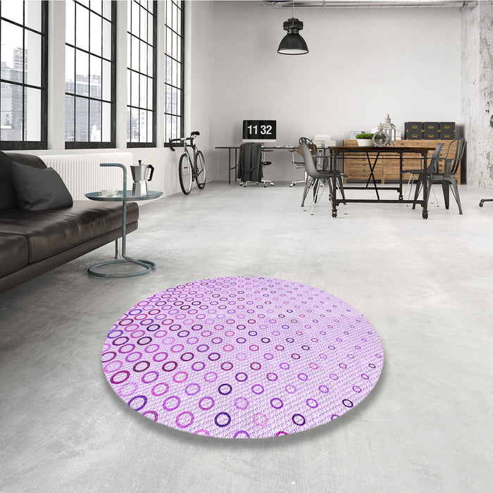 Round Patterned Purple Rug in a Office, pat2837pur
