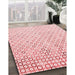 Patterned Light Rose Pink Rug in Family Room, pat2837rd