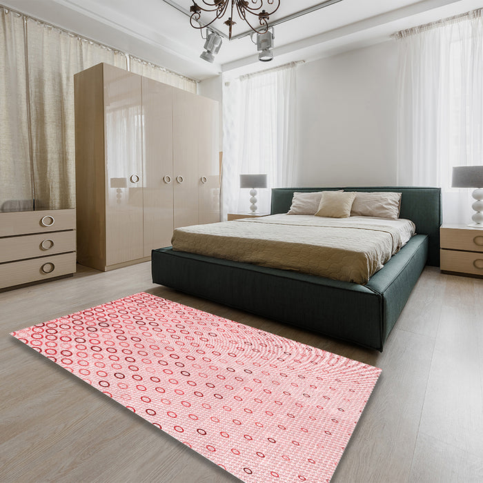Patterned Light Rose Pink Rug in a Bedroom, pat2837rd