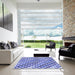 Square Patterned Royal Blue Rug in a Living Room, pat2838blu