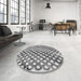 Round Patterned Ash Gray Rug in a Office, pat2838gry