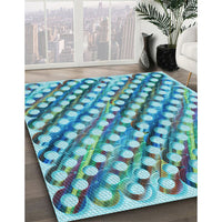 Patterned Deep-Sea Green Rug, pat2838lblu