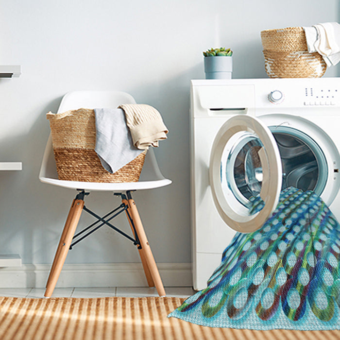 Machine Washable Transitional Deep-Sea Green Rug in a Washing Machine, wshpat2838lblu