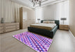 Patterned Dark Orchid Purple Rug in a Bedroom, pat2838pur