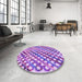 Round Patterned Dark Orchid Purple Rug in a Office, pat2838pur