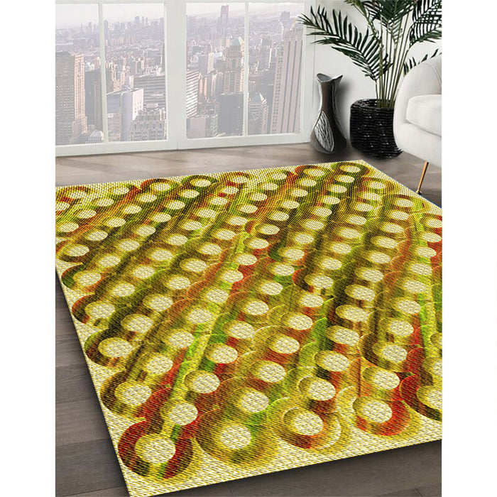 Machine Washable Transitional Bold Yellow Rug in a Family Room, wshpat2838yw