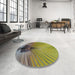 Round Patterned Avocado Green Novelty Rug in a Office, pat283