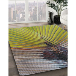 Patterned Avocado Green Novelty Rug in Family Room, pat283