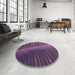 Round Patterned Orchid Purple Rug in a Office, pat284pur