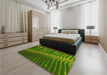 Patterned Green Rug in a Bedroom, pat284yw