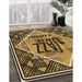 Machine Washable Transitional Yellow Rug in a Family Room, wshpat2840brn