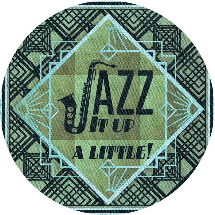 Square Patterned Dark Slate Grey Green Rug, pat2840lblu