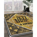 Patterned Chocolate Brown Novelty Rug in Family Room, pat2840