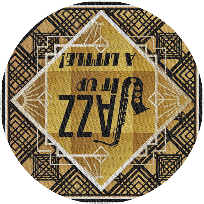 Sideview of Patterned Chocolate Brown Novelty Rug, pat2840