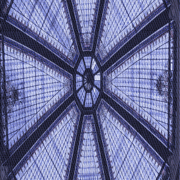 Machine Washable Transitional Blue Rug, wshpat2841blu