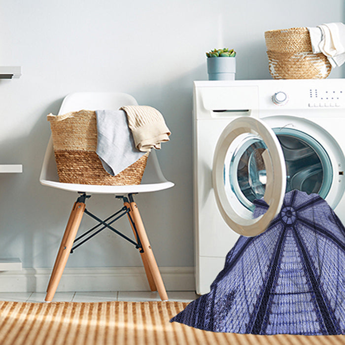 Machine Washable Transitional Blue Rug in a Washing Machine, wshpat2841blu