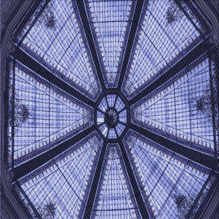 Round Patterned Blue Rug, pat2841blu