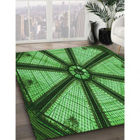 Patterned Deep Emerald Green Rug, pat2841grn