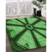 Patterned Deep Emerald Green Rug in Family Room, pat2841grn