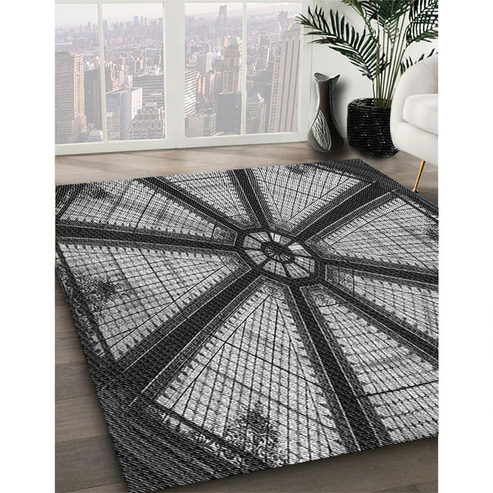 Patterned Dark Gray Rug in Family Room, pat2841gry