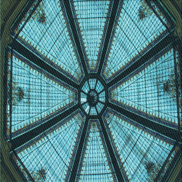 Round Patterned Turquoise Green Rug, pat2841lblu