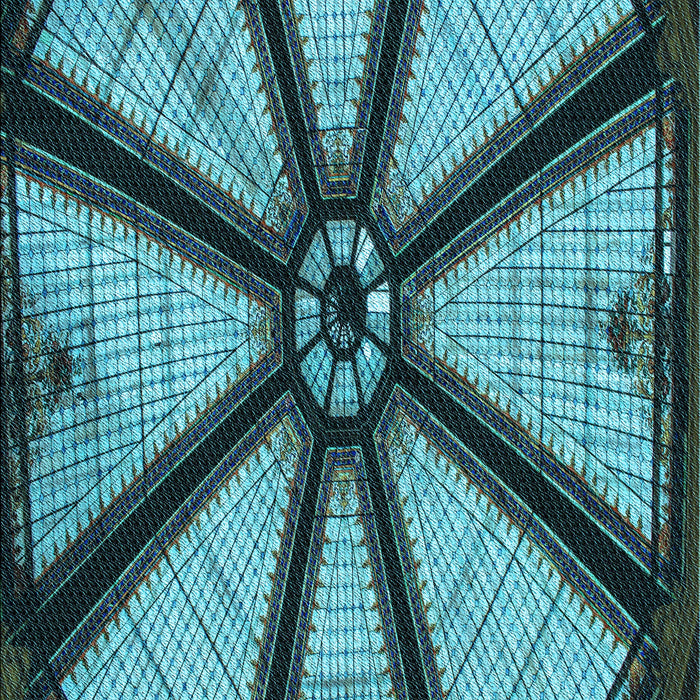 Patterned Turquoise Green Rug, pat2841lblu