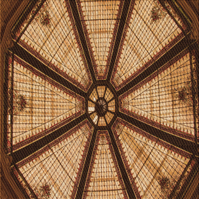 Round Patterned Yellow Rug, pat2841org