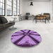 Round Patterned Purple Rug in a Office, pat2841pur