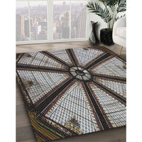 Patterned Burgundy Brown Novelty Rug, pat2841