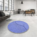 Round Patterned Sky Blue Rug in a Office, pat2842blu