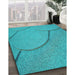 Machine Washable Transitional Dark Turquoise Green Rug in a Family Room, wshpat2842lblu